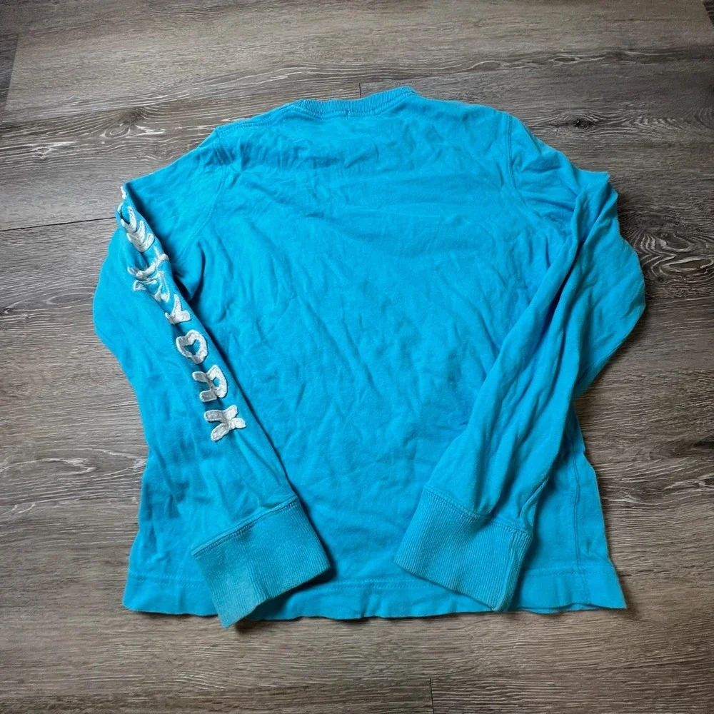 Abercrombie Kids Muscle Tee Boys Large Blue Long Sleeve Embroidered Fitch Shirt